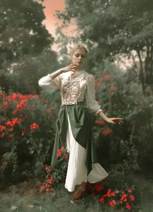 Beige Steampunk Medieval Lace Corset Beige / 2XL beige-steampunk-medieval-lace-corset-beige