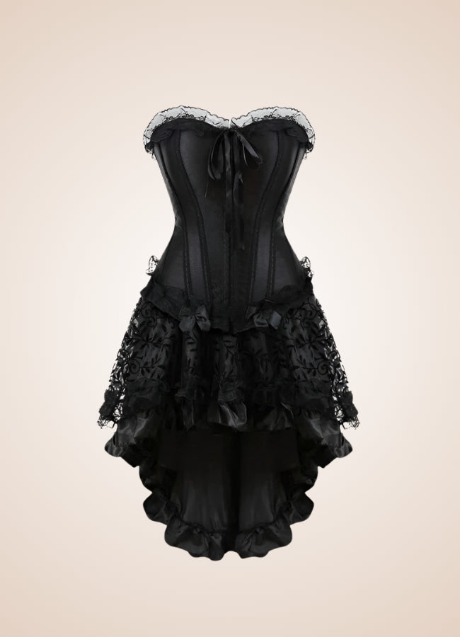 Black Steampunk Sleeveless Corset Dress, Black / 5XL