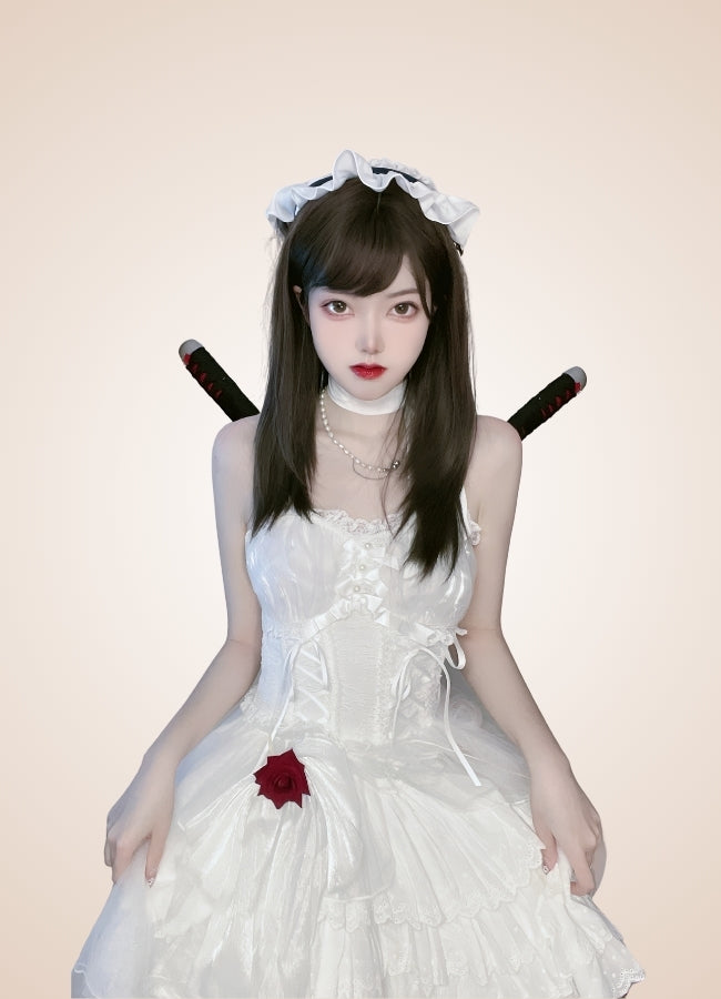 white steampunk dress Bowknot Steampunk Summer Dress – Steampunk Outfit