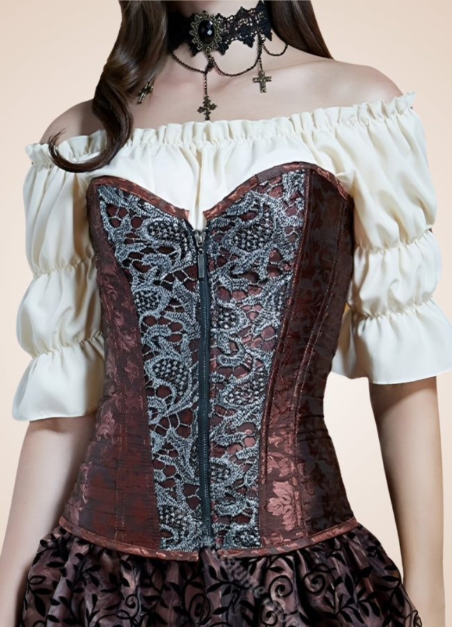 Brown Vintage Steampunk Bustier Brown / 4XL brown-vintage-steampunk-bustier-brown