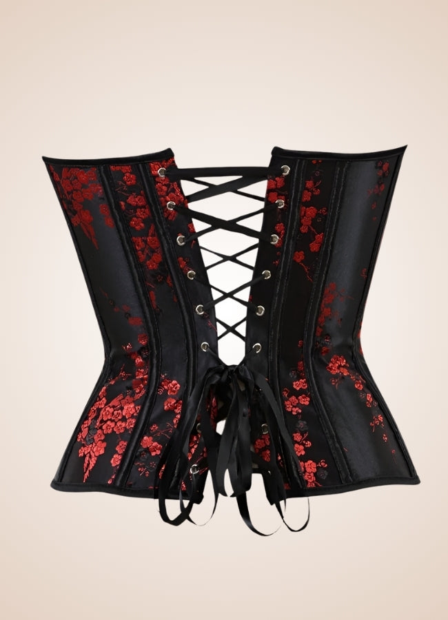 Gothic Lace Up Flower Corset Black / 4XL gothic-lace-up-flower-corset-black