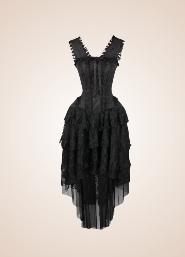 steampunk party dress Amazon.com: Gothic Steampunk Dress for Women - Halloween Vintage Lace Patchwork Punk Vampire Corset Dress - Witch Masquerade Goth Clothes