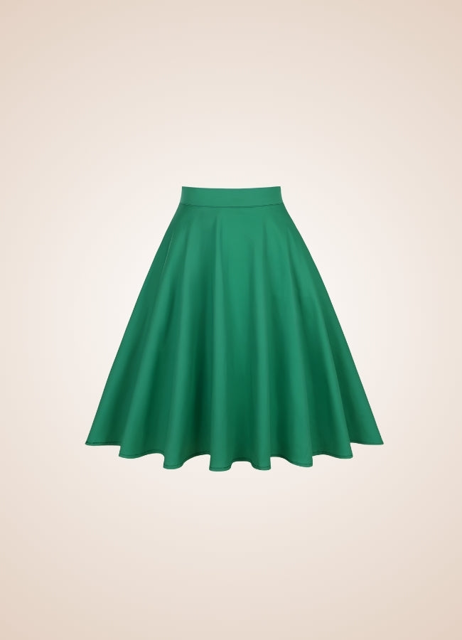 Green Retro Solid Color Skirt Green / XL green-retro-solid-color-skirt-green