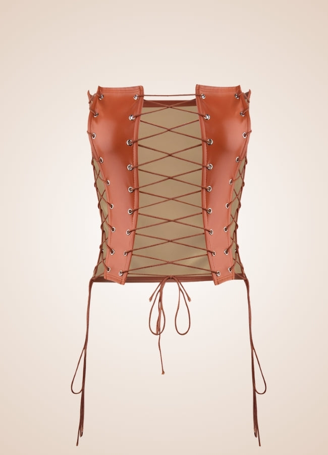 Leather Twist Steampunk Corset Orange / M leather-twist-steampunk-corset-orange