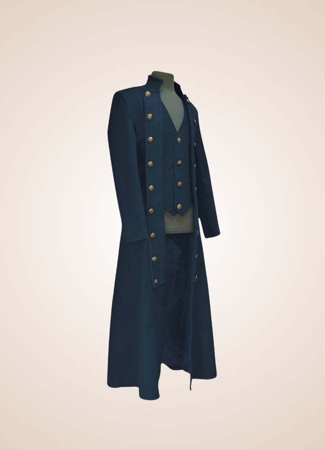 Men's Steampunk Long Coat Blue / 4XL mens-steampunk-long-coat-blue