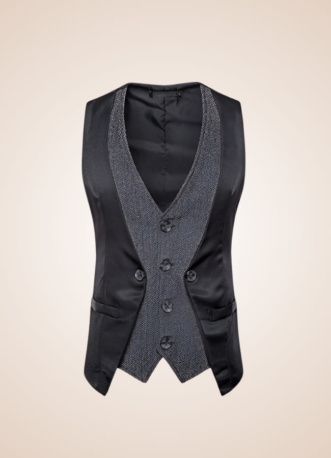 Men's Steampunk Vintage Vest Black / XL mens-steampunk-vintage-vest-black