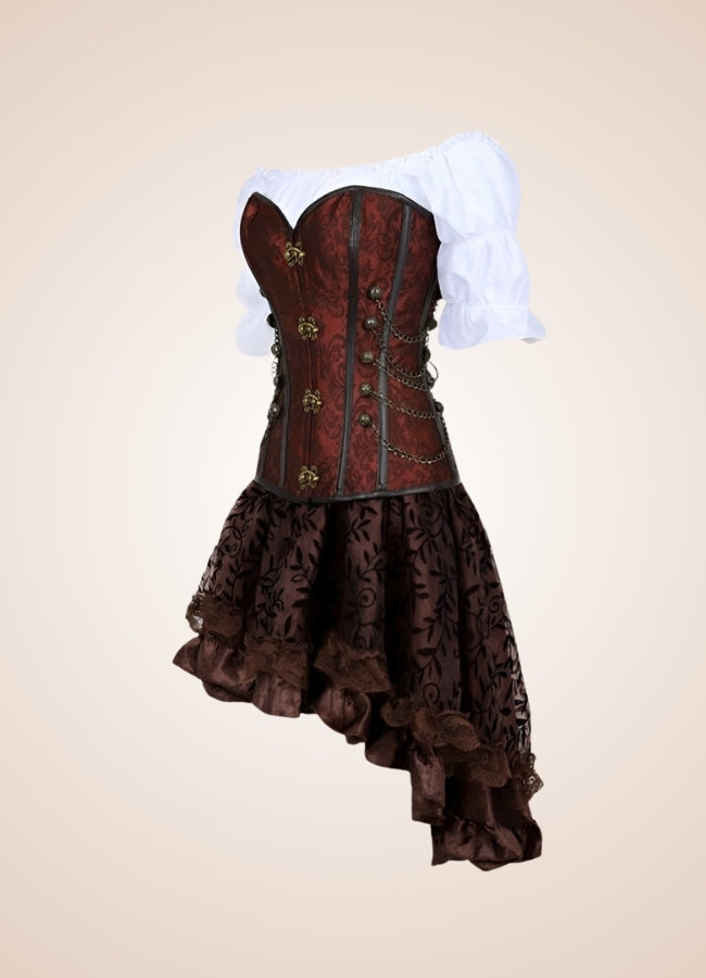 Modern Steampunk Dress Wine Red / 4XL modern-steampunk-dress-wine-red
