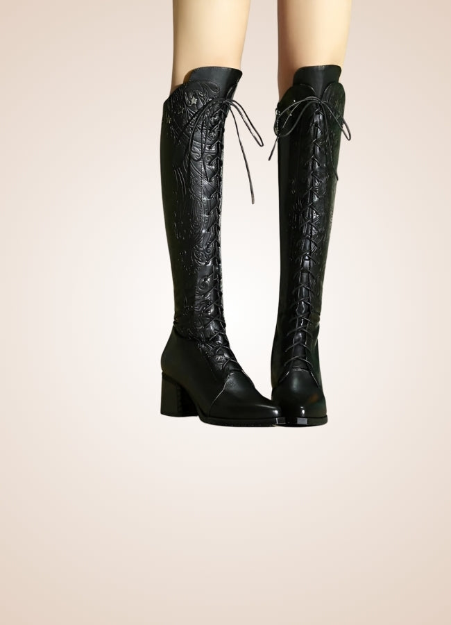Paisley Pattern Steampunk Boots Black / 11.5 paisley-pattern-steampunk-boots-black