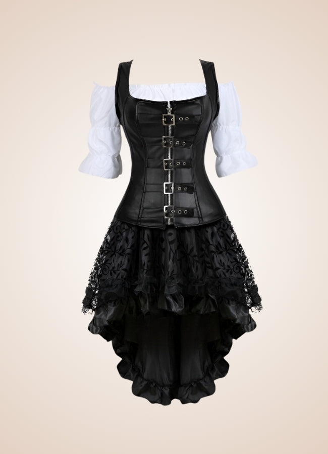 black steampunk corset dress Victorian Steampunk Corset Top and Skirt