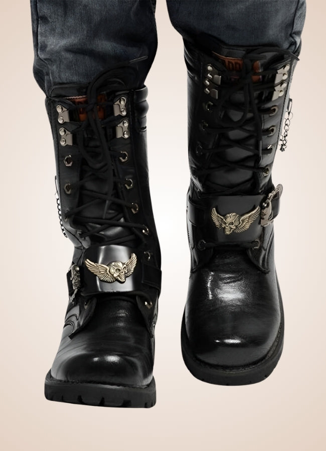 Steampunk Men's Long Tube Boots Black / 11.0 steampunk-mens-long-tube-boots-black