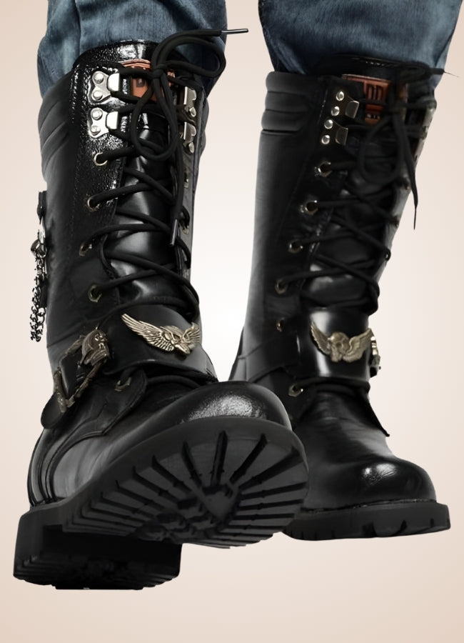 Steampunk Men's Long Tube Boots Black / 11.0 steampunk-mens-long-tube-boots-black