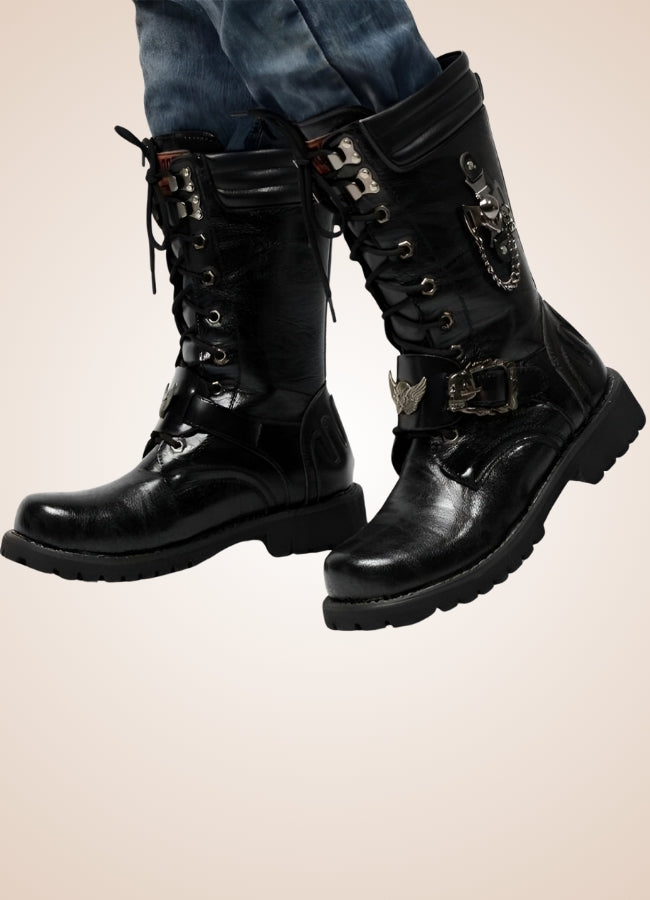 Steampunk Men's Long Tube Boots Black / 11.0 steampunk-mens-long-tube-boots-black