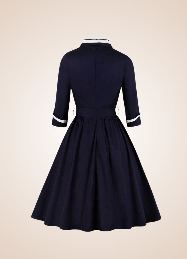 Steampunk Navy Blue V Neck Dress Navy Blue / 3XL steampunk-navy-blue-v-neck-dress-navy-blue