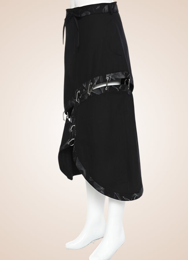 Steampunk Patched Skirt Black / M steampunk-patched-skirt-black