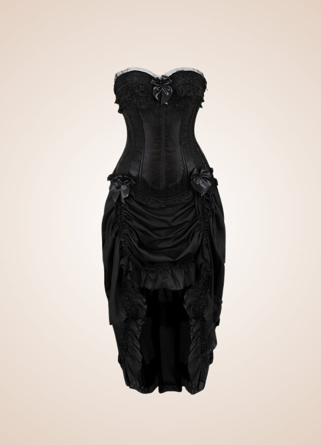 Steampunk Pirate Corset Mini Dress Black Striped Lace / 5XL steampunk-pirate-corset-mini-dress-black-striped-lace