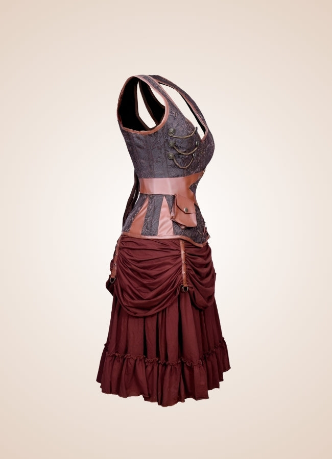 Steampunk Pirate Pocket Corset Dress Black / 6XL steampunk-pirate-pocket-corset-dress-black