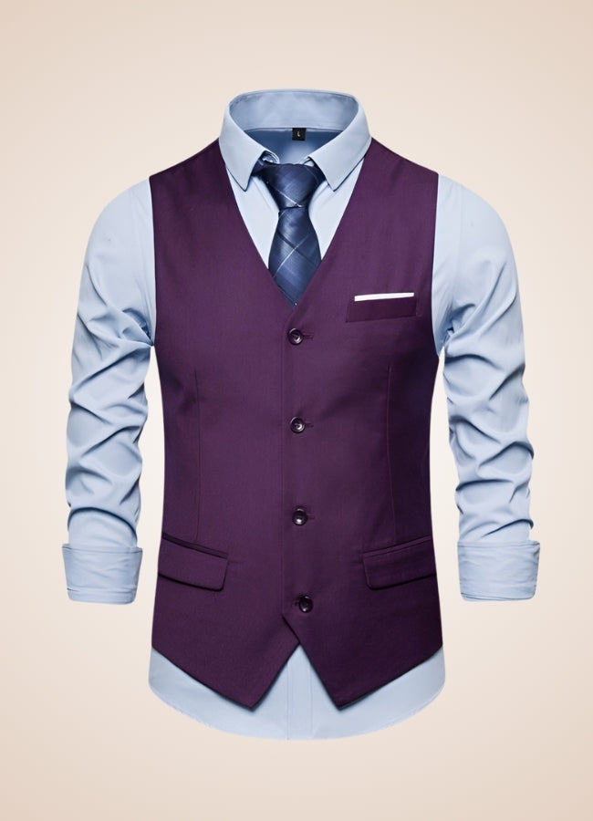 purple dress shirt with vest Boys Vest Pants Pinstriped 5 Piece Set With Shirt And Tie