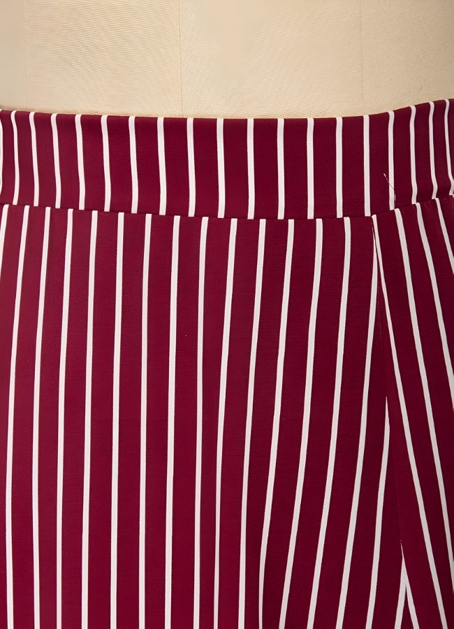 Steampunk Stripped Maxi Skirt Red / 2XL steampunk-stripped-maxi-skirt-red