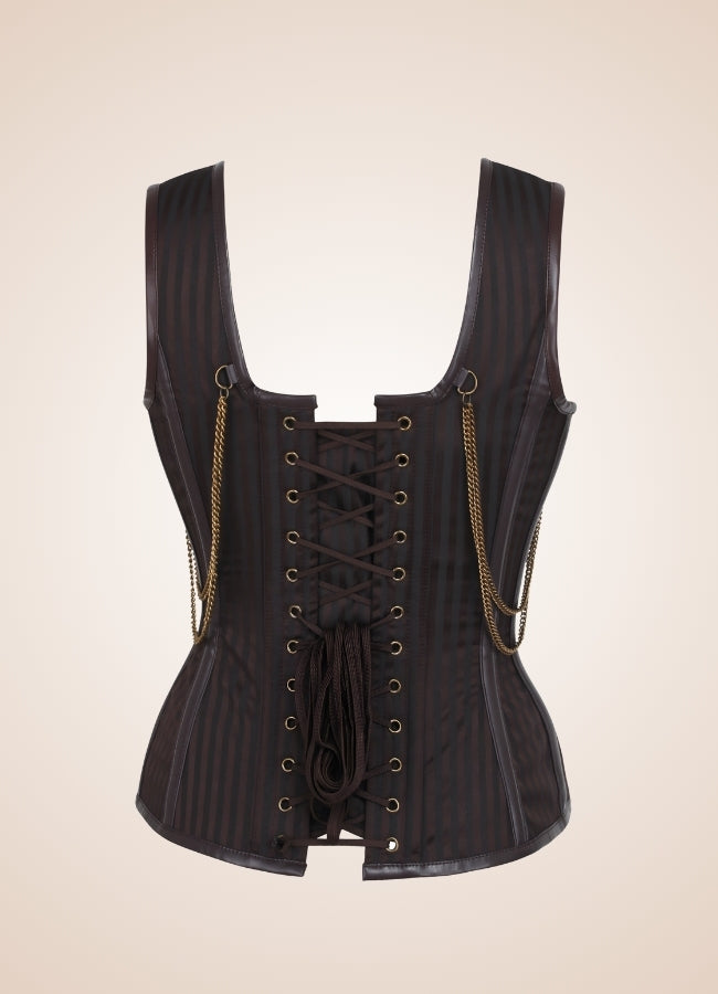 Steampunk Style Zipper Corset Dark Brown / 5XL steampunk-style-zipper-corset-dark-brown