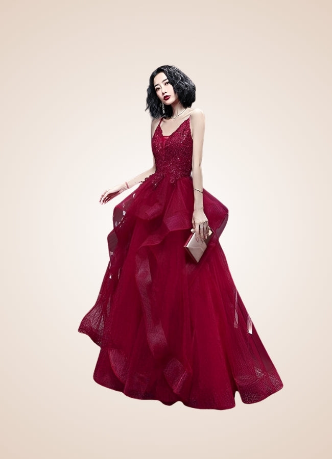 Steampunk V Neck Wedding Dress Wine Red / 2XL steampunk-v-neck-wedding-dress-wine-red