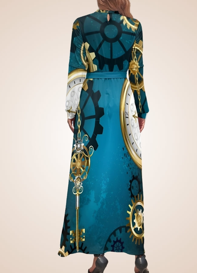 Steampunk Vintage Long Dress Blue / L steampunk-vintage-long-dress-blue