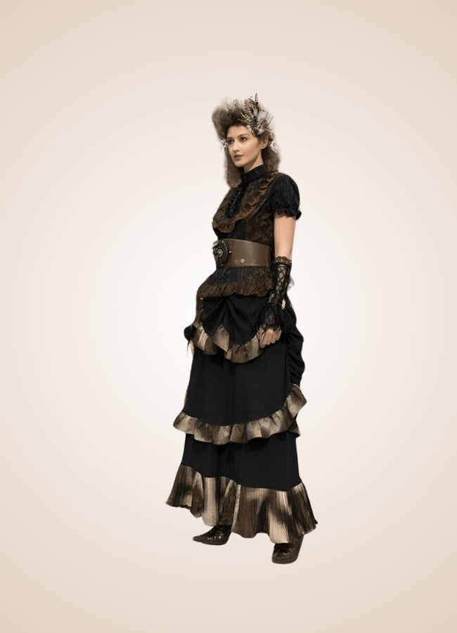 Steampunk Vintage Long Skirt Black / One Size steampunk-vintage-long-skirt-black