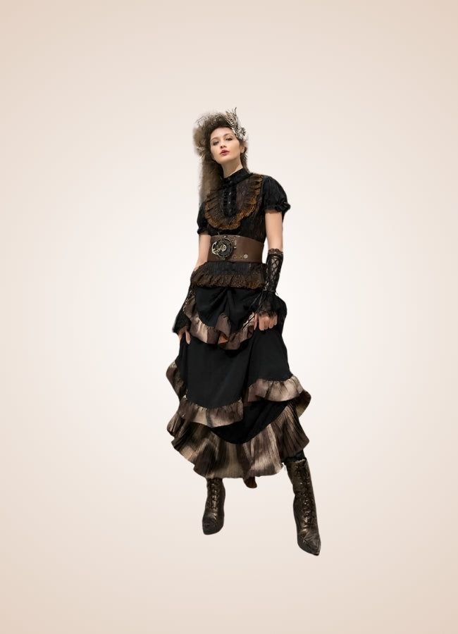 Steampunk Vintage Long Skirt Black / One Size steampunk-vintage-long-skirt-black