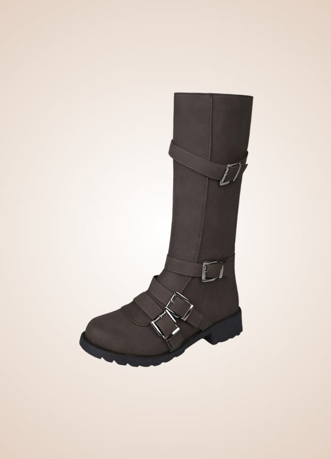 Steampunk Winter Belt Long Boots Brown / 12.5 steampunk-winter-belt-long-boots-brown