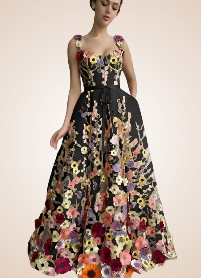 Vintage Floral Lace Steampunk Dress Black / 2XL vintage-floral-lace-steampunk-dress-black