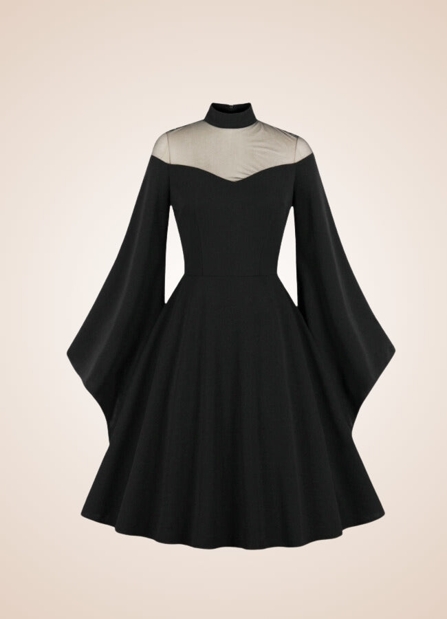 Vintage Gothic Simple Dress, Black / M