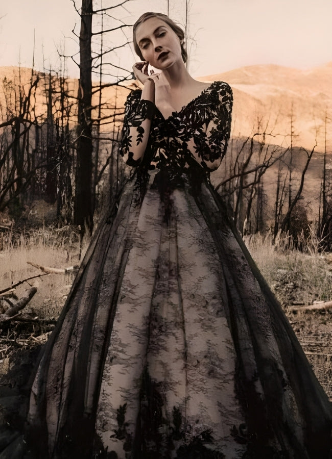 Vintage Gothic Wedding Dress Black Us Size / 16(XL) vintage-gothic-wedding-dress-black-us-size