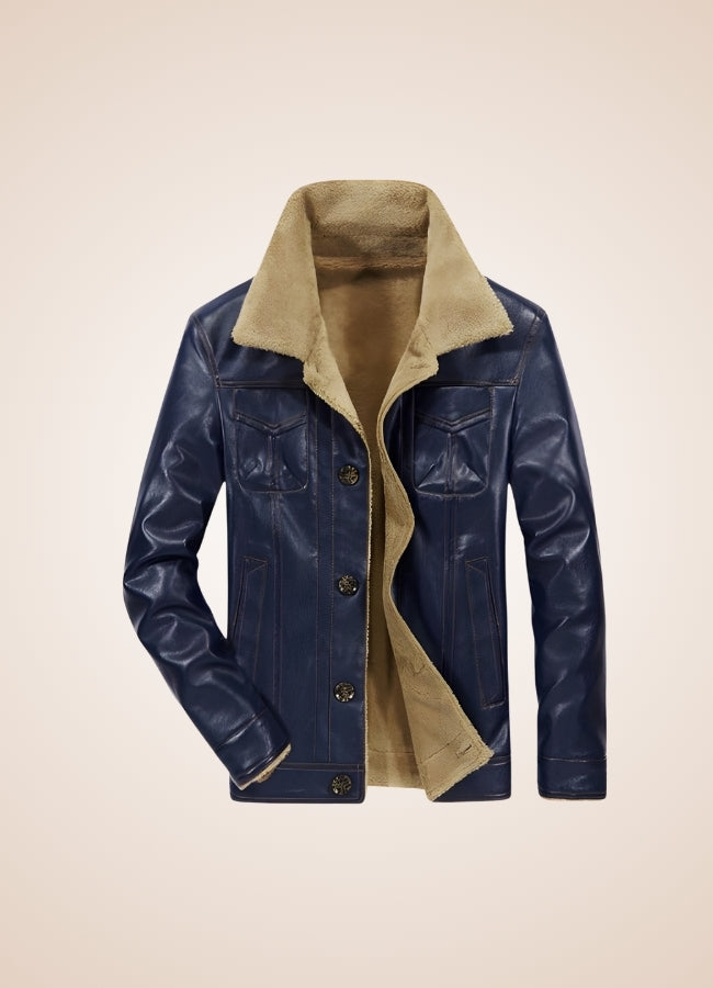 Vintage Steampunk Leather Jacket Dark Blue / 5XL vintage-steampunk-leather-jacket-dark-blue