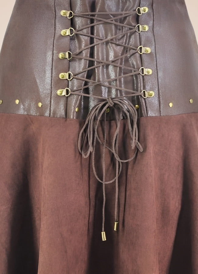 Women's Steampunk Long Skirt Brown / 4XL womens-steampunk-long-skirt-brown