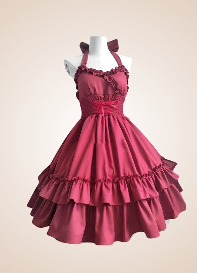 Women's Vintage Lolita Dress Red / One Size womens-vintage-lolita-dress-red