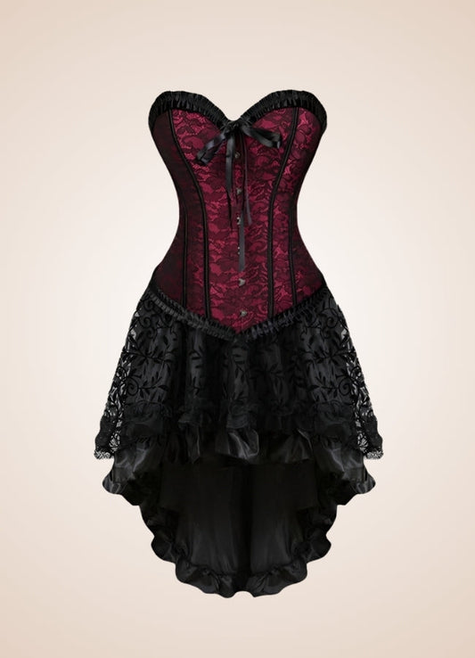 Red gothic Victorian corset dress, chosen by bust and waist