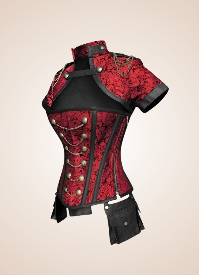 Asian Steampunk Corset Red / XL asian-steampunk-corset-red