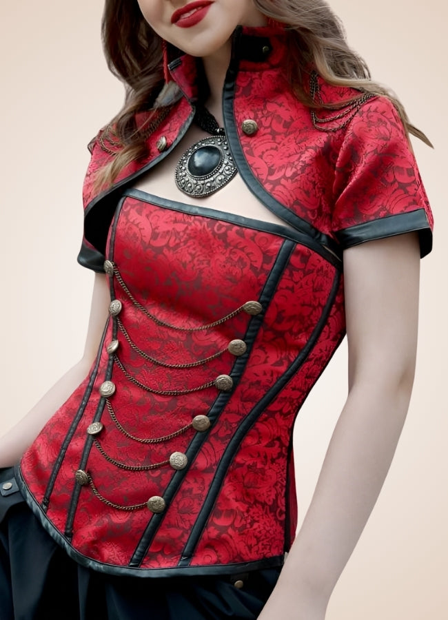 Asian Steampunk Corset Red / XL asian-steampunk-corset-red