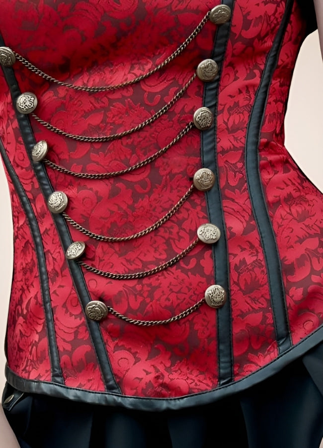 Asian Steampunk Corset Red / XL asian-steampunk-corset-red