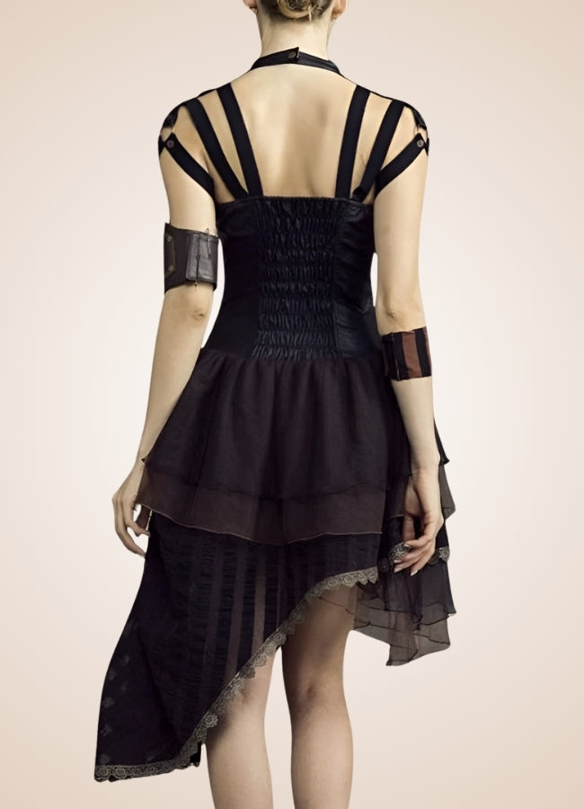 Asymmetrical Steampunk Dress Black / XL asymmetrical-steampunk-dress-black