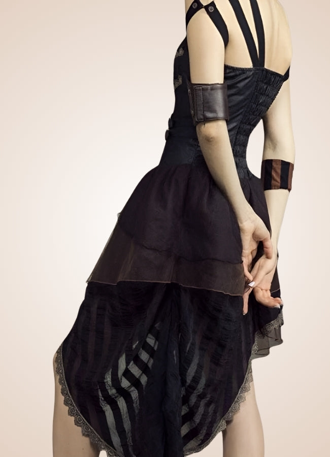 Asymmetrical Steampunk Dress Black / XL asymmetrical-steampunk-dress-black