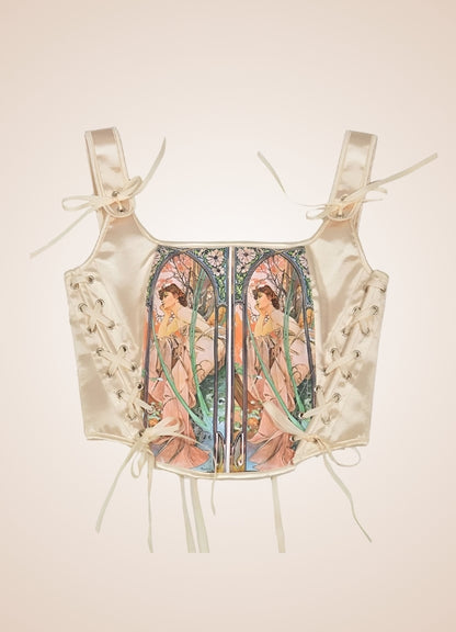 Beige Steampunk Medieval Lace Corset Beige / 2XL beige-steampunk-medieval-lace-corset-beige