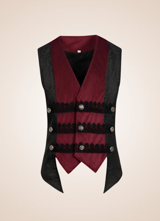 Black And Red Steampunk Vest Black Red / XL black-and-red-steampunk-vest-black-red