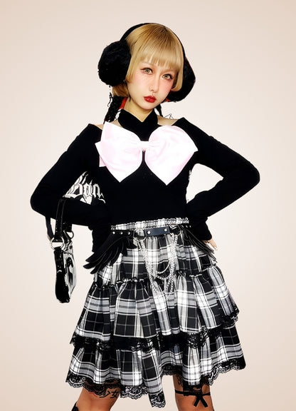 Black And White Steampunk Skirt Black White / L black-and-white-steampunk-skirt-black-white