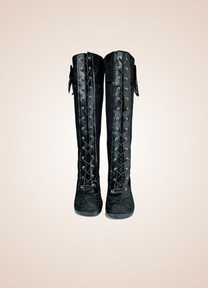 Black Gothic Bowknot Boots Black / 12.5 black-gothic-bowknot-boots-black
