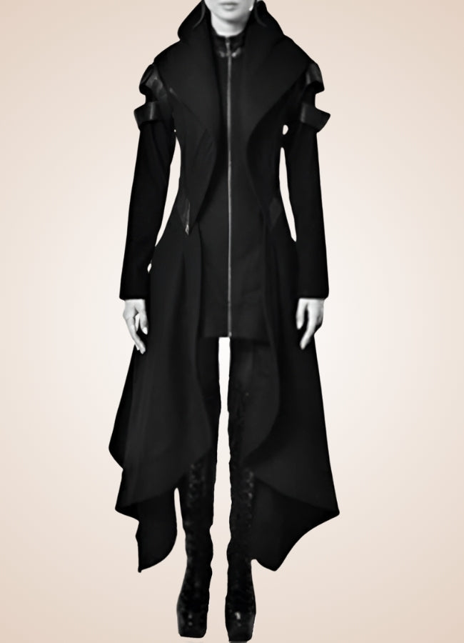 Black Gothic Women's Long Coat Black / 4XL black-gothic-womens-long-coat-black