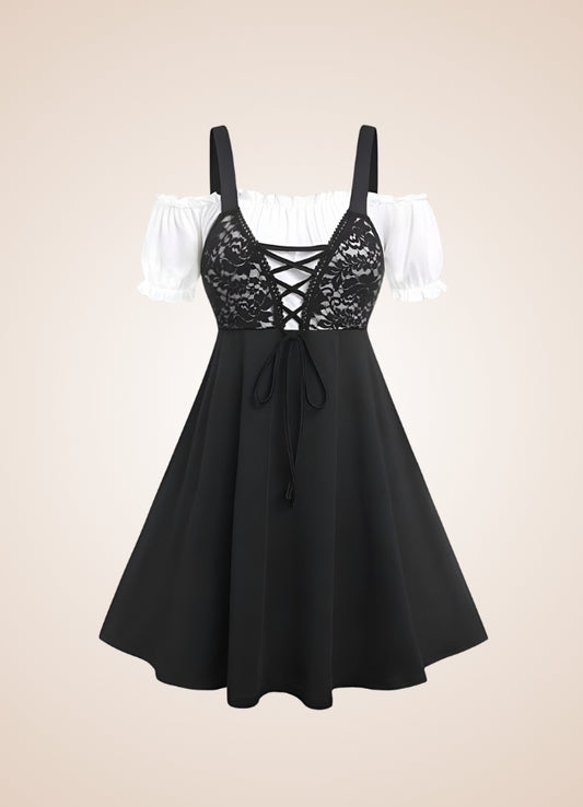 Black Lace Steampunk Dress Black / 3XL black-lace-steampunk-dress-black