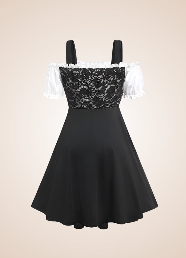 Black Lace Steampunk Dress Black / 3XL black-lace-steampunk-dress-black