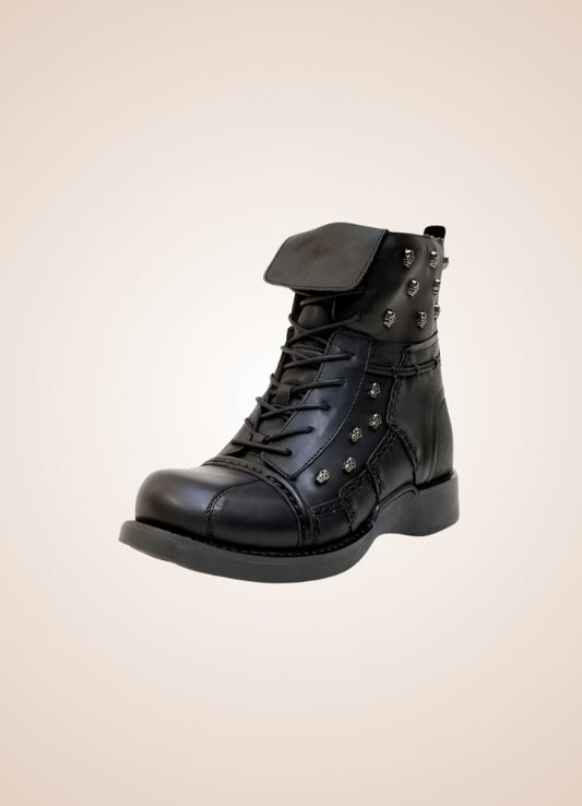 Black Leather Motorcycle Boots Black / 14.0 black-leather-motorcycle-boots-black