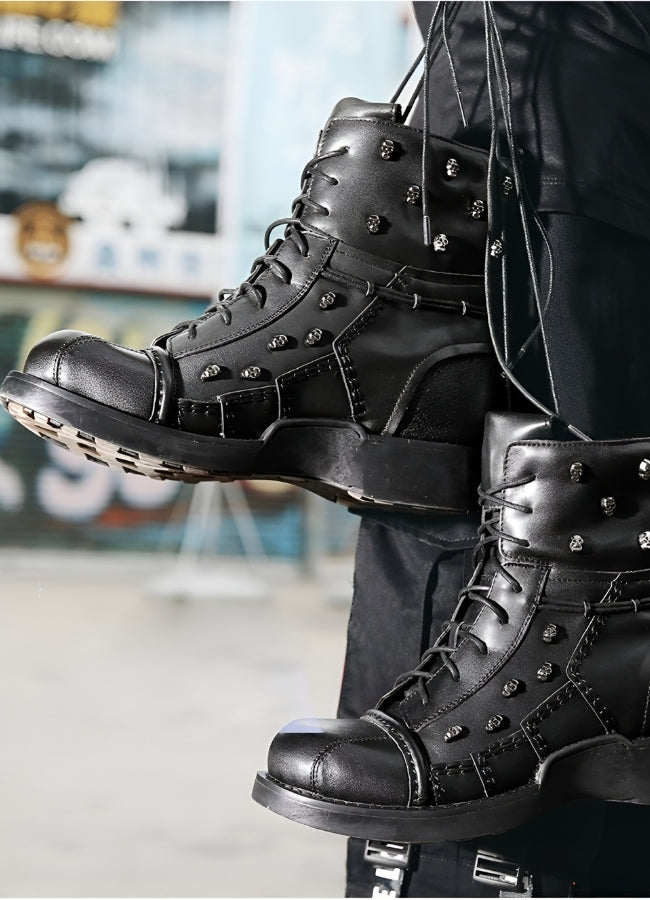 Black Leather Motorcycle Boots Black / 14.0 black-leather-motorcycle-boots-black