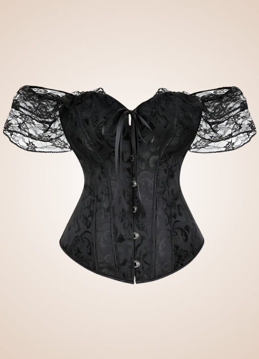 Black Overbust Steampunk Bustier Black / 4XL black-overbust-steampunk-bustier-black